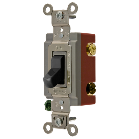 HUBBELL WIRING DEVICE-KELLEMS Extra Heavy Duty Industrial Grade, Toggle Switches, General Purpose AC, Four Way, 20A 120/277V AC, Back and Side Wired Toggle HBL1224BK